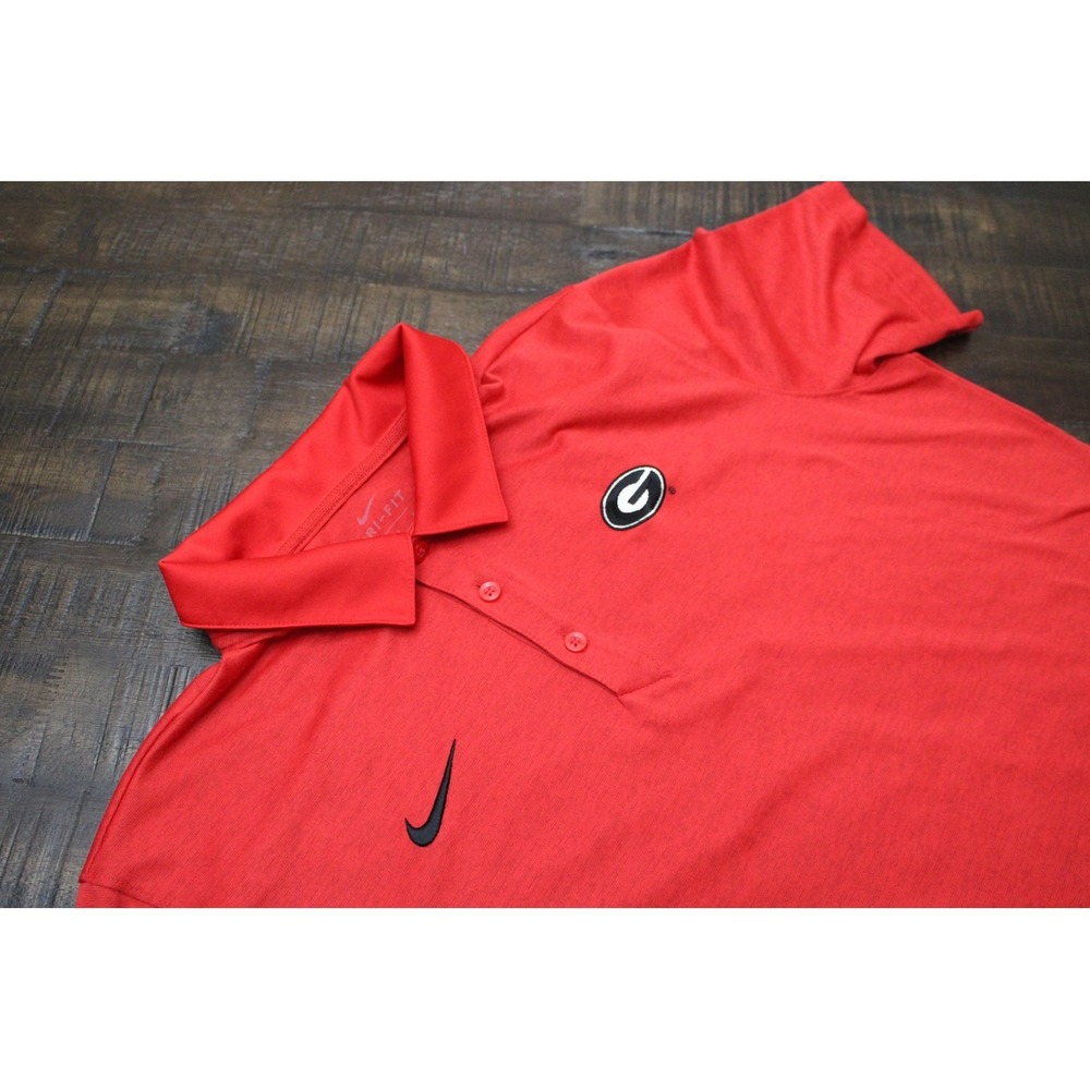 Georgia Bulldogs Shirt Mens Large Red NCAA Football Nike Dri Fit Polo Top